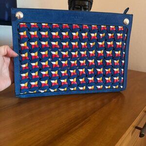 Rag & Bone Woven Leather Clutch – Stunning Blue Multicolor – Excellent Condition